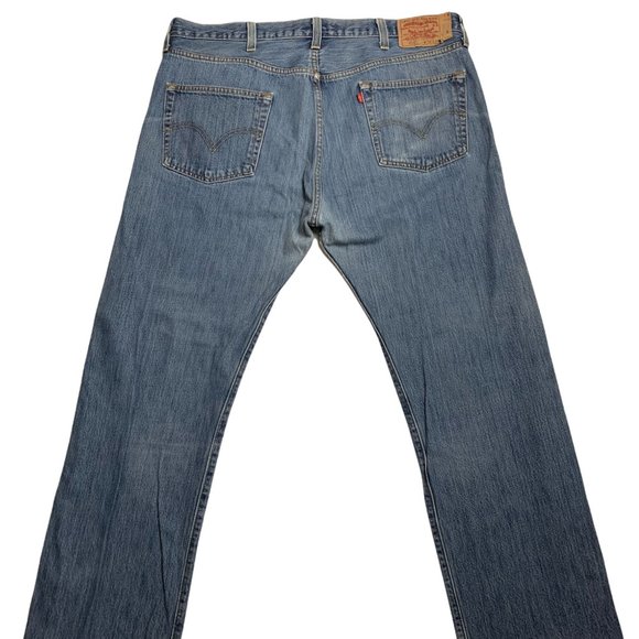 Levi's 501 Straight Leg Button Fly Mens Jeans Tag W42 L32 Blue Straight -W42xL - Picture 2 of 12